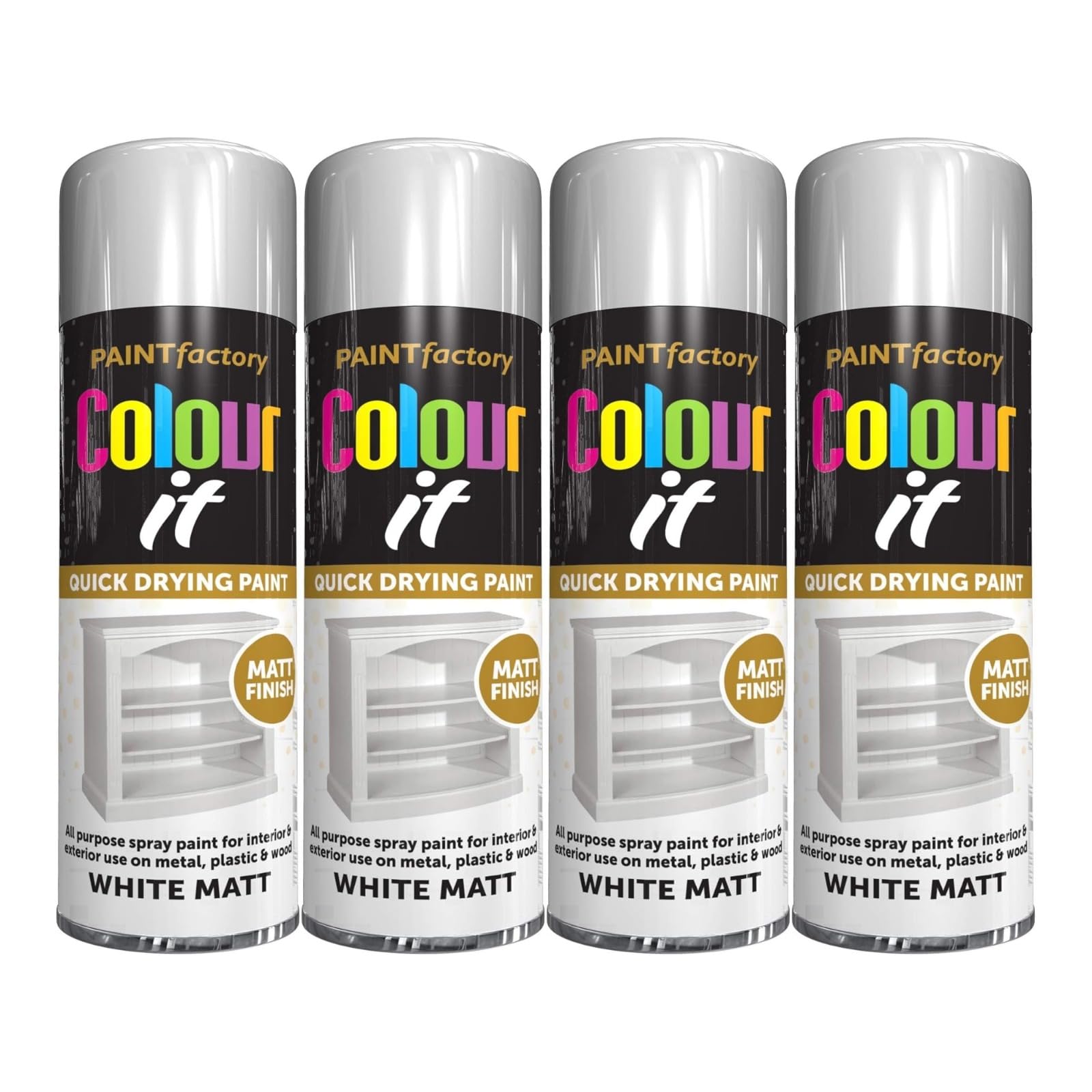 YSAMAX White Matt Spray Paint, Durable Coverage, Easy Application, Fast-Drying Formula, Long Lasting Results, Versatile Uses. 250 ML, (4PCS)