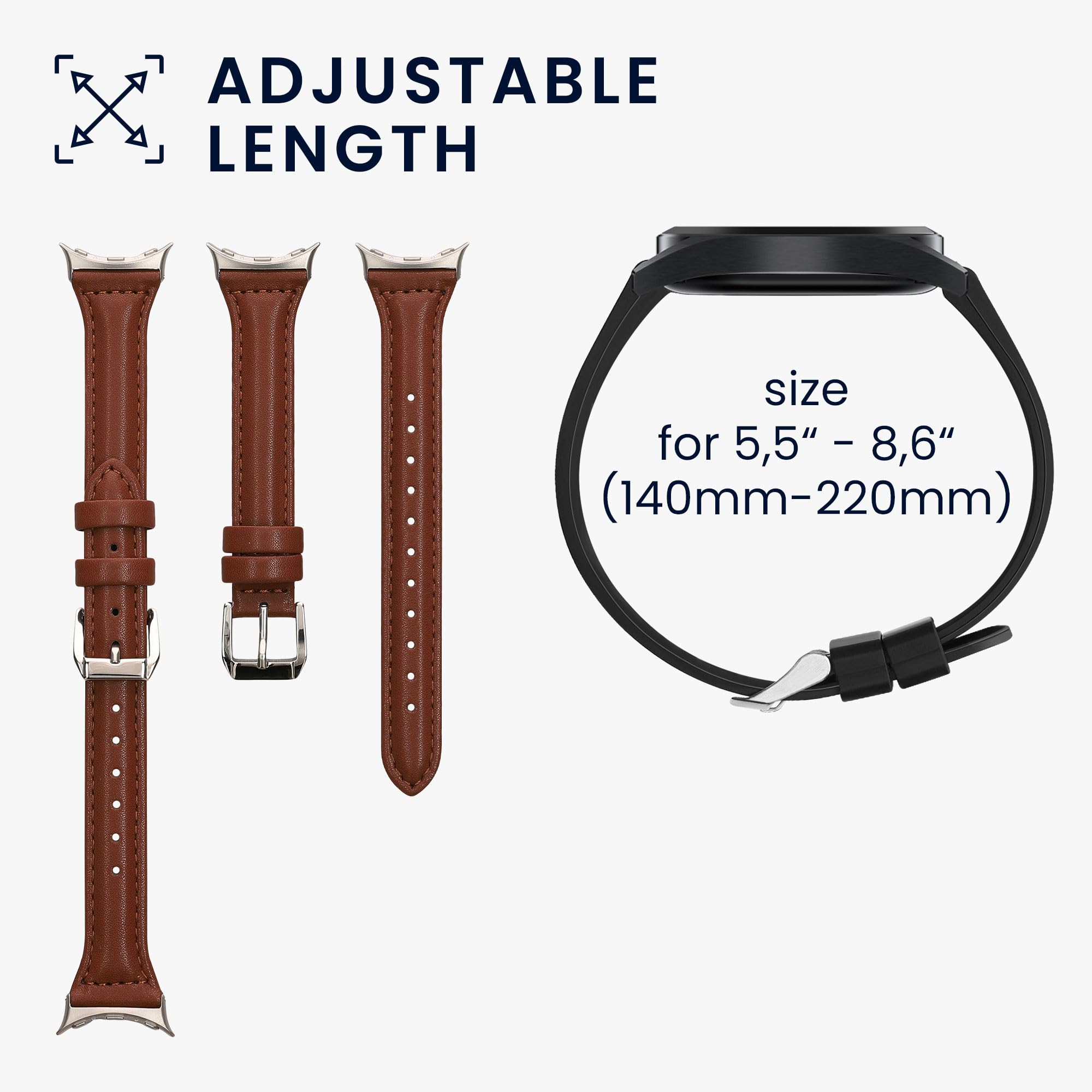 kwmobile Pasek do zegarka z prawdziwej skóry kompatybilny z Google Pixel Watch Series 41mm / Pixel Watch 4 41mm - pasek wymienny do smartwacha - jasnobrązowy