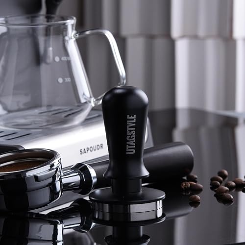 Miniatura 5 de Manipulación de espresso de 2.098 in manipulación de café con resorte calibrado cargado  30 lb Espresso Hand Tamper  Base plana 100% acero