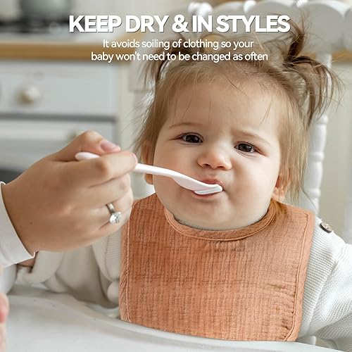 Miniatura 6 de Baberos de muselina para bebés para niños y niñas, baberos de algodón para babeo, baberos ajustables para recién nacidos para babeo y dentición