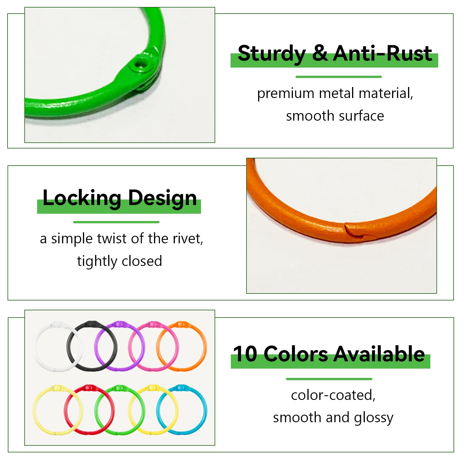 100Pcs Colorful Book Rings, 30mm Loose Leaf Binder Rings, Metal Binder Paper Book Rings, 10 Colors Key Rings Ring Binder - Image 3