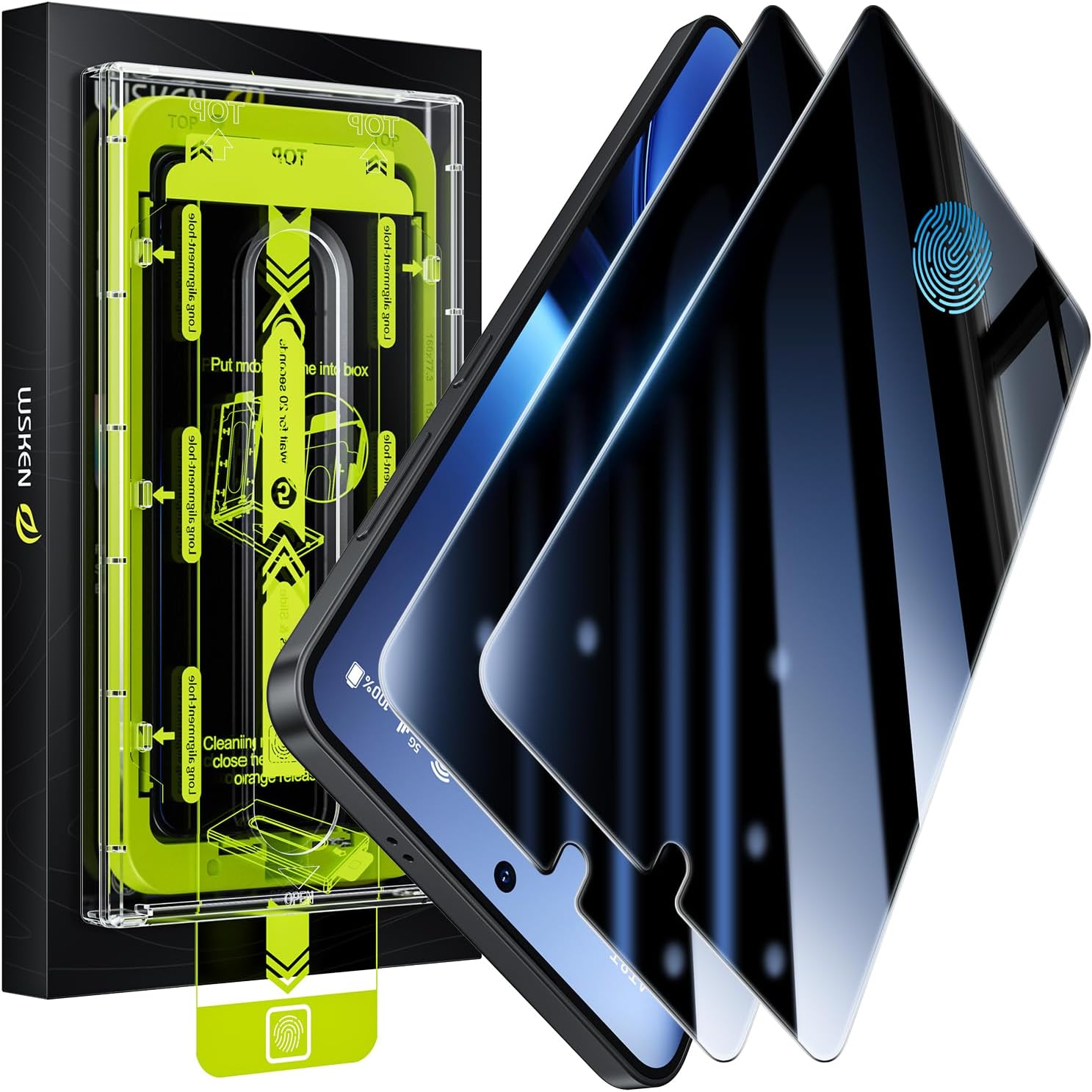 WSKEN for Samsung Galaxy S25 Edge Privacy Screen Protector - 25 Degree Anti Spy [Fingerprint Unlock Support] Case Friendly Shatterproof Auto Dust Removal Tempered Glass for Galaxy S25 Edge,2 PCS