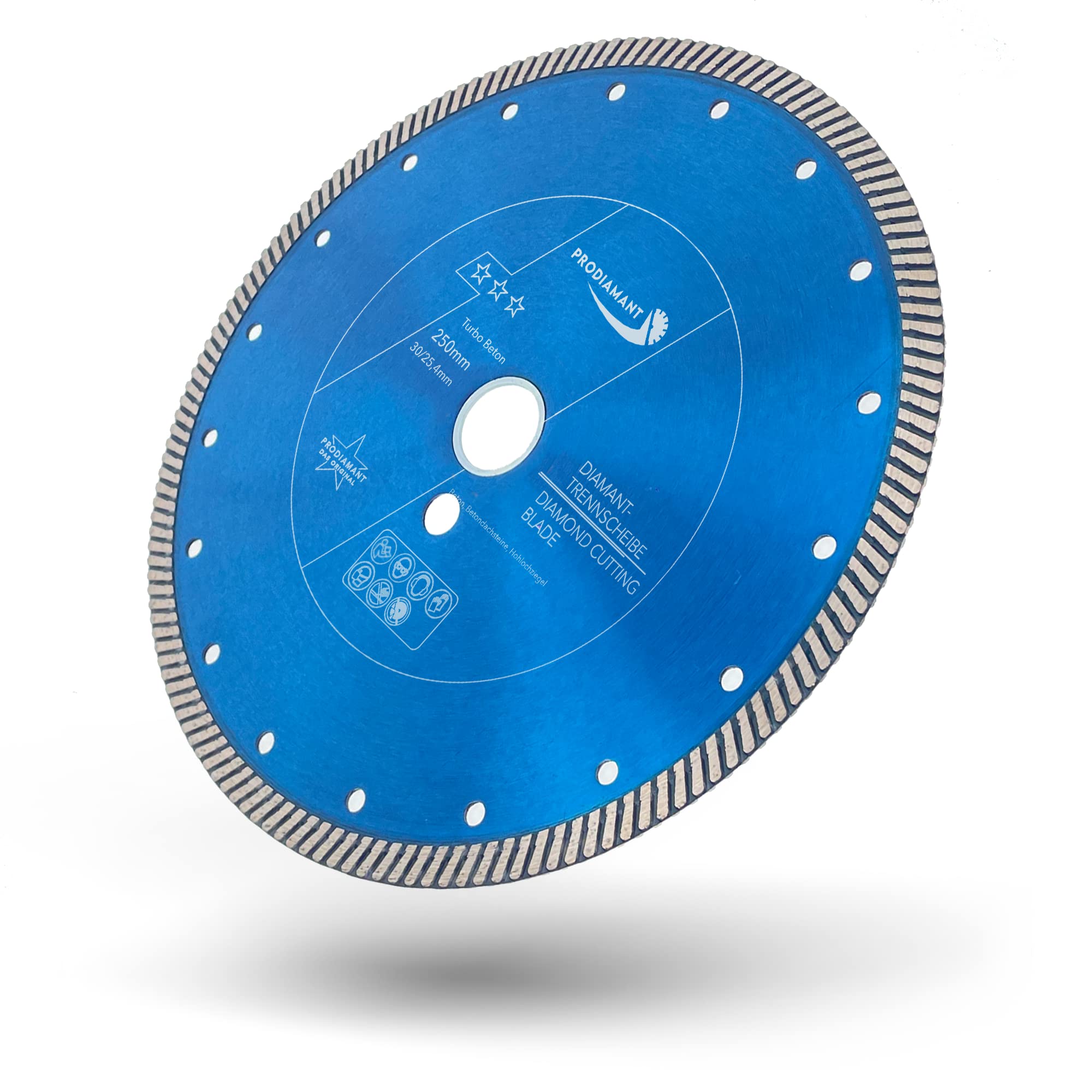 PRODIAMANT Disco Diamantato Premium Turbo 250 mm x 30/25,4 mm - taglio preciso su pietra, cemento e calcestruzzo, ideali per sega da tavolo