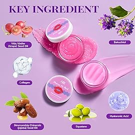 ANAI RUI Lip Therapy Set - Scrub & Mask, Overnight Hydrating Moisturizer With Exfoliator and Sleeping Mask for Plumping - Gift Kit for Dry, Chapped, Dark Lips, Grape