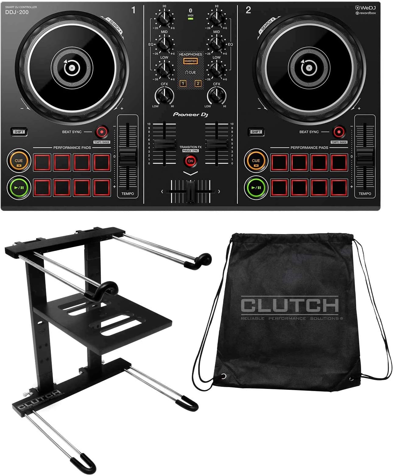 Pioneer DDJ-200 2-Deck Portable Smartphone Starter DJ Controller w Laptop Stand