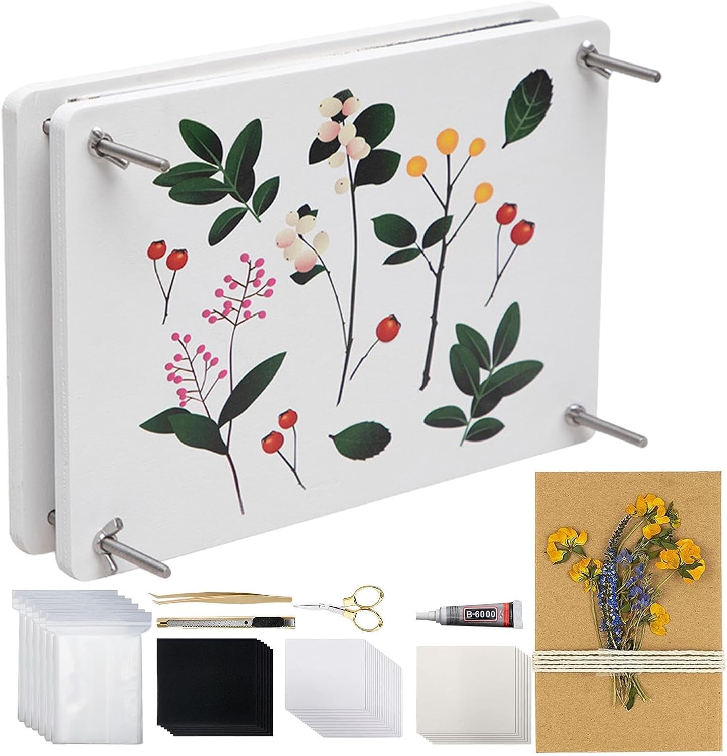 Flower Pressing Kit, Plant Pressing Kit, Flower Press Kit, Bouquet Preservation Kit, Craft Kits for Creating Beautiful Pressed Flowers for Adults Kids, greeat Gift
