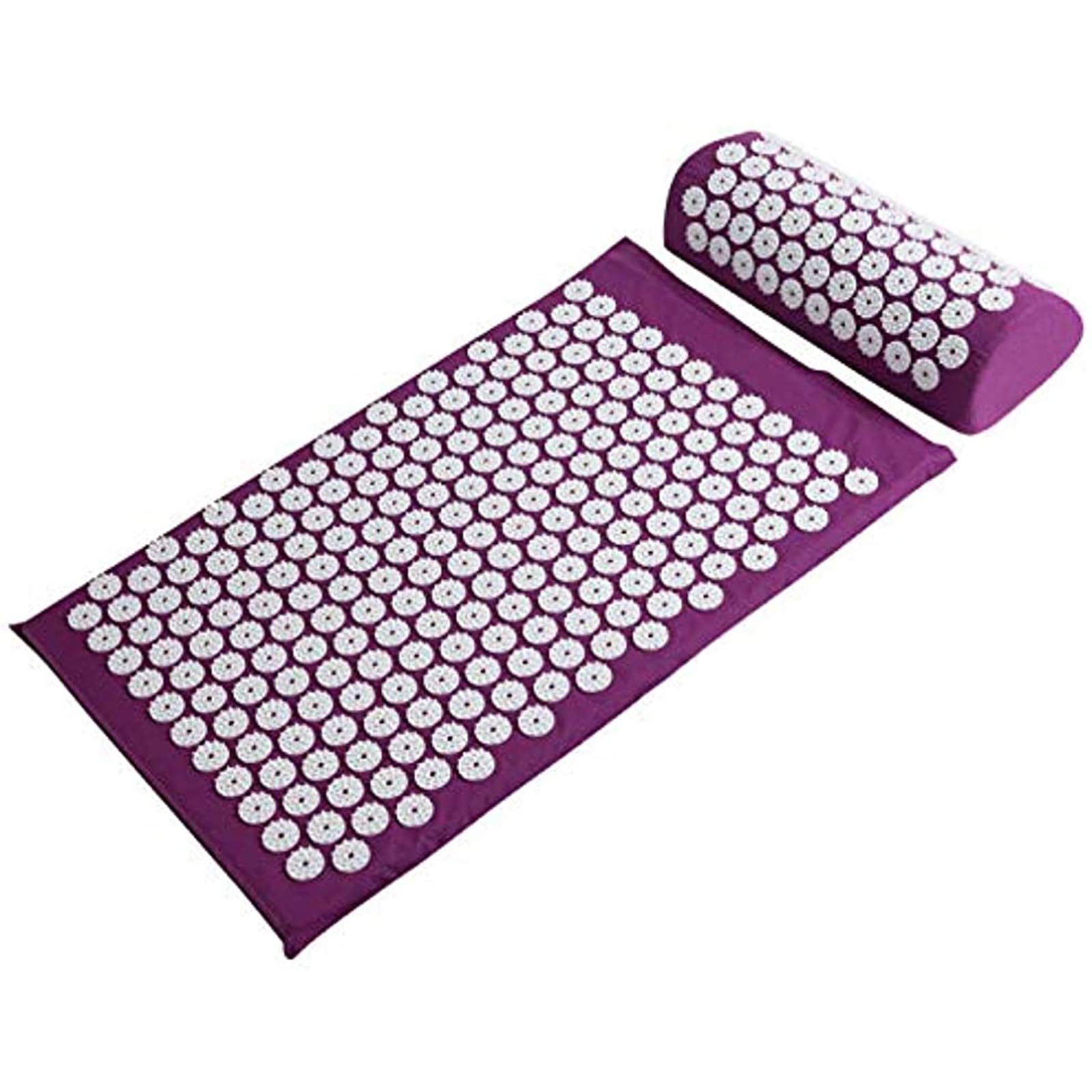 Akupressur-Set, Akupressurmatte Mit Akupressur-Kissen Im Günstigen Set, Vitalisierende Matte Für Den Rücken Und Kissen Für Den Nacken, Wohltuende Entspannungsmatte,Lila