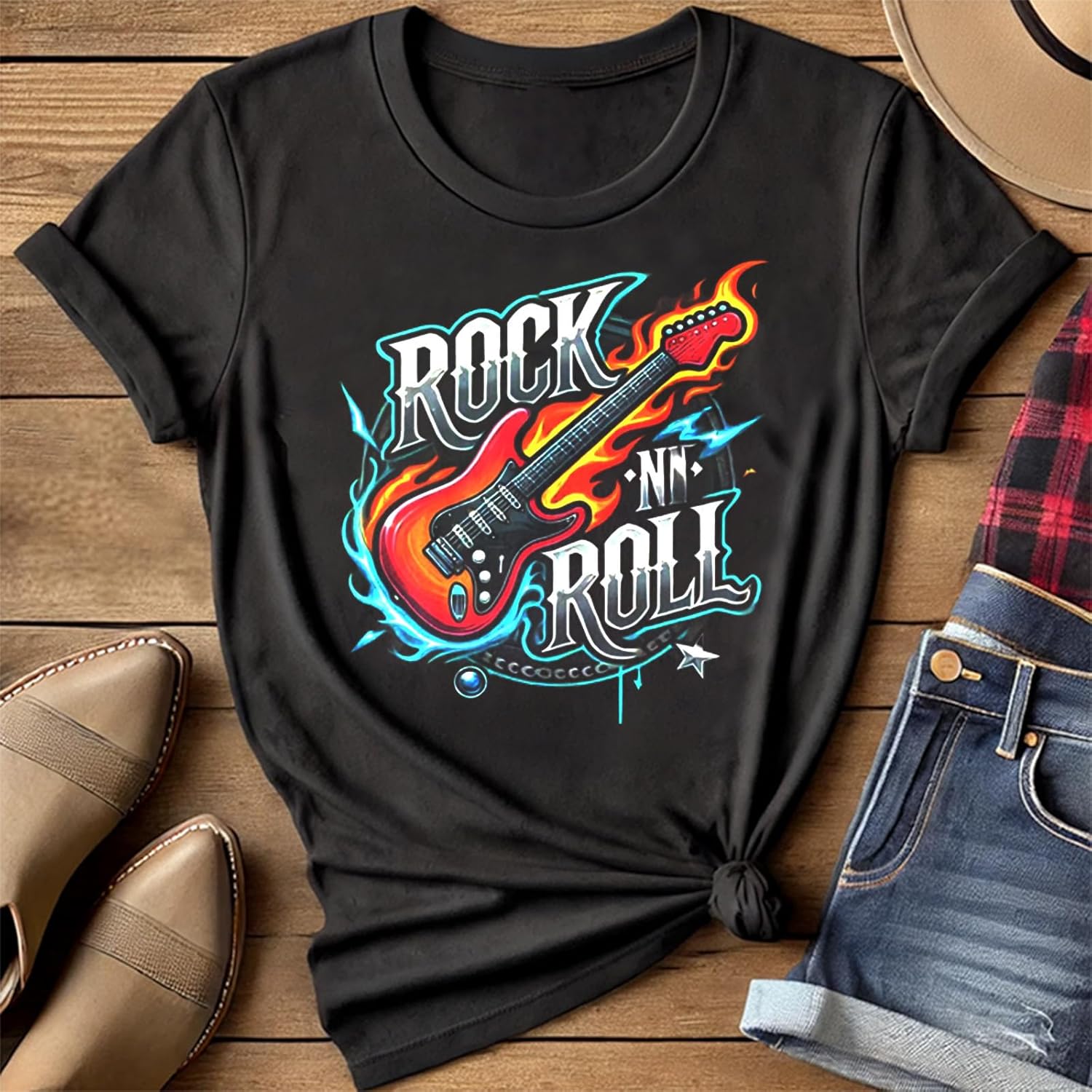Women Vintage Rock T Shirts Summer Casual Loose Fit Short Sleeve Country Rock Band T-Shirts - Image 2