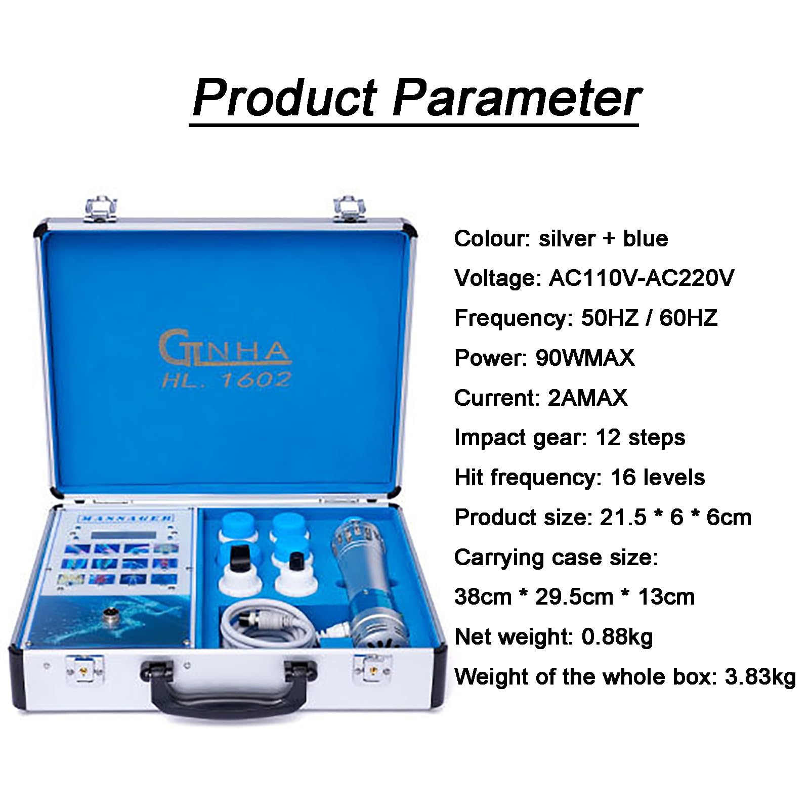 Macchina per Terapia con Onde D'Urto Extracorporee Elettromagnetiche con 1 Impugnatura e 7 Sonde,Macchina Portatile per Terapia Ad Onde D'Urto, per Alleviare Il Dolore Muscolare Massaggiatore