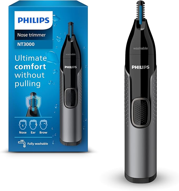 Philips Nose Trimmer Serie 3000 Rifinitore per Peli di Naso, Orecchie e Sopracciglia (modello NT3650/16)