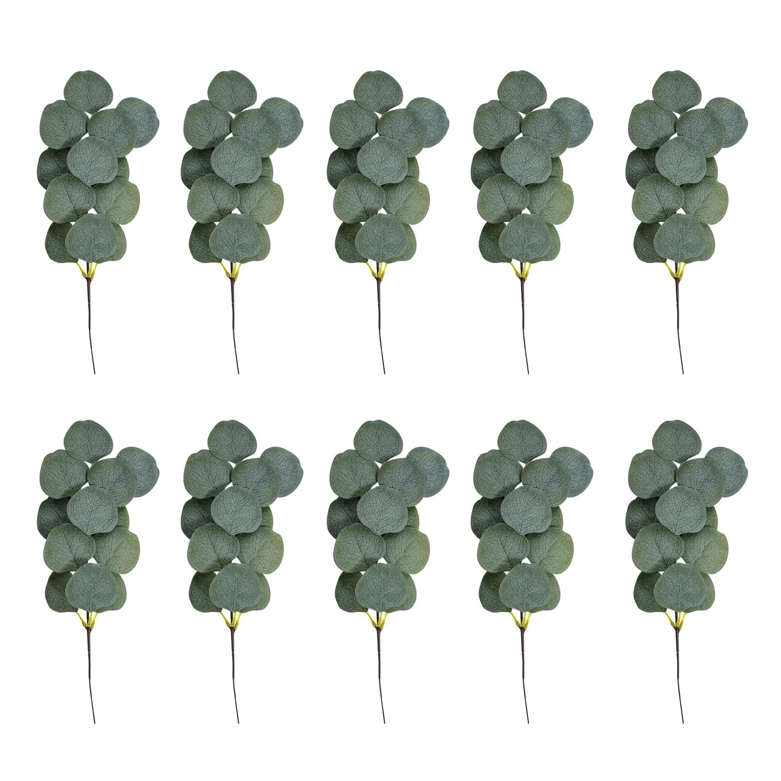 sodeber 10pcs Realistic Faux Silver Greeneries Stems Flower Home Decoration for Table Arrangements Faux Eucalyptuses Leaves