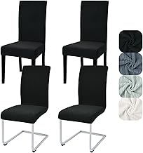 Alishomtll Stuhlhussen 4er Set Universal Stretch stuhlhussen schwingstuhl Elastisch Abnehmbar Streifen stuhlbezug Waschbarer Stühle Schutz für Küche Esszimmer Hotel Bankett Hochzeit (Schwarz, 4 Stück)