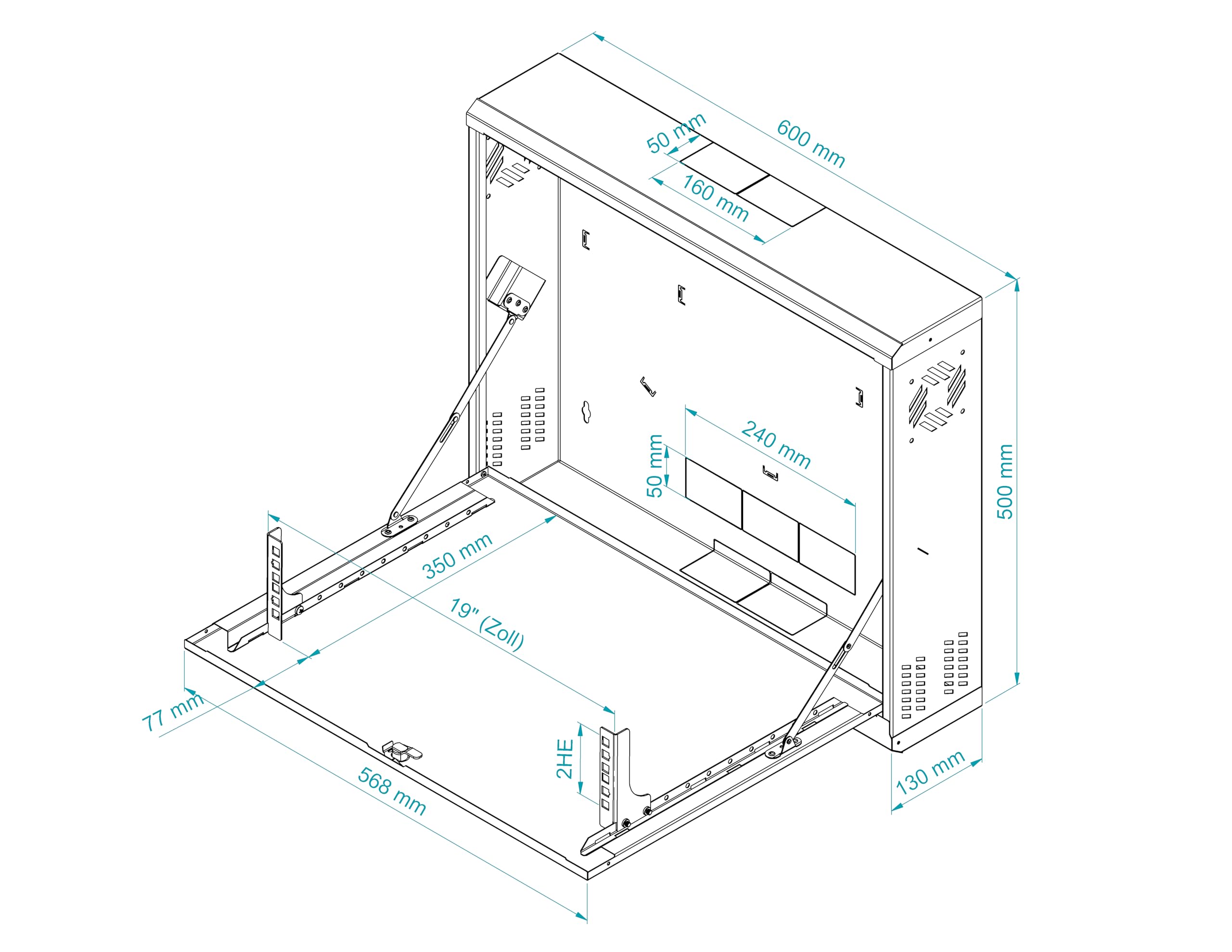 CCTV Server Netzwerkschrank 19 Zoll 2U - Serverschrank Hergestellt aus hochbelastbarem Metall - Computer- & Server-Racks - Netzwerk Kabinett mit Abschließbarem Gehäuse