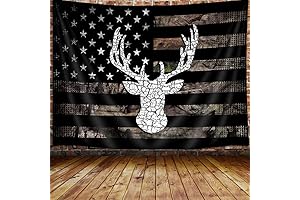 VEIGIKE Tapestry: American Flag, Hunting, Country Deer Wall Hanging