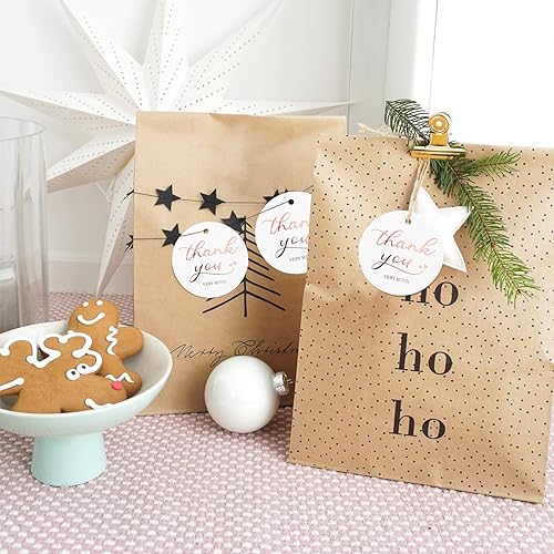 Miniatura 9 de jijAcraft 100 etiquetas de agradecimiento, etiquetas redondas festoneadas de regalo de agradecimiento con cuerda, etiquetas personalizadas de papel