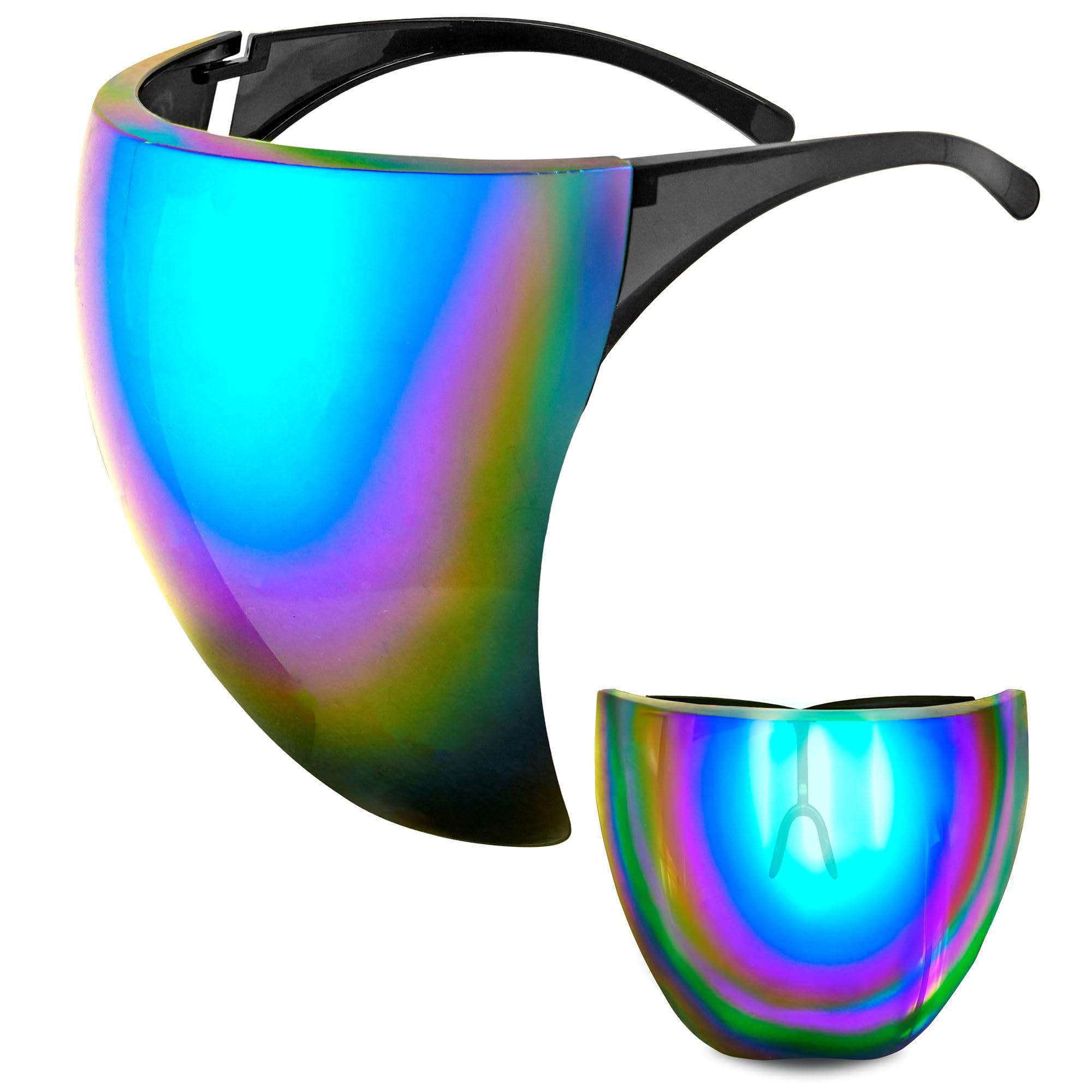 W WIDMANN MILANO Party Fashion - Adult Face Visor Mirrored Party Glasses for Carnival, Festival, Raves