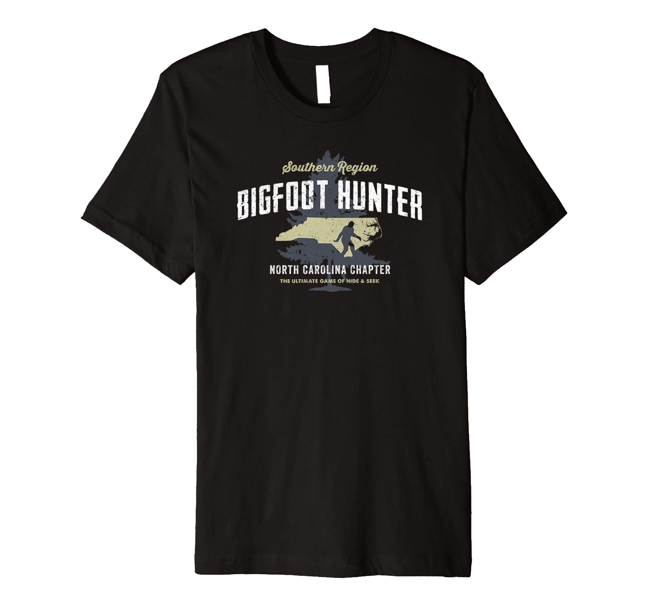 Chambie TeesNorth Carolina Bigfoot Hunter Funny Sasquatch Premium T-Shirt
