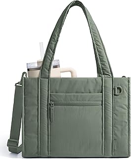 BAGSMART Boxy Tote Bag for Women, Crossbody Work Bag with Zipper