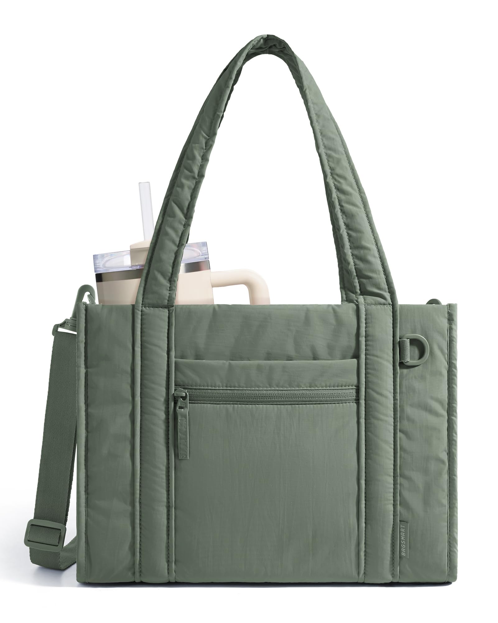 BAGSMART Boxy Tote Bag for Women, Crossbody Bag with Zipper, Crush Bow Purses for Travel Work College
