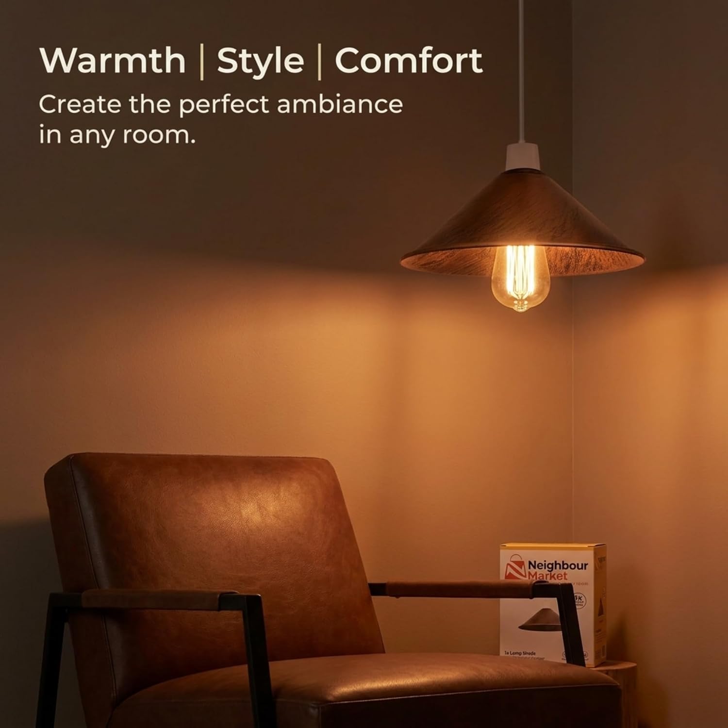 Vintage Cone Lamp Shade, Brushed Copper Metal Replacement Shade for Pendant & Ceiling Light Fixtures, Industrial Farmhouse Style, Easy Install DIY Light Guard Accessory for Home Lighting (Type 1)