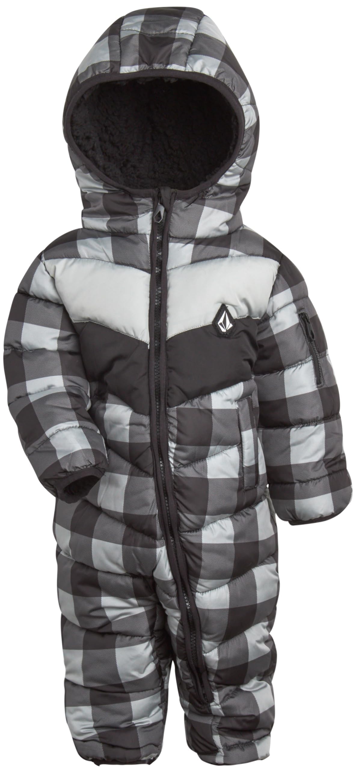 Volcom Boy Baby Snowsuit - Soft Fleece Lined Insulated Pram Infant Snowsuit with Sherpa Lined Hood - Baby Winter Clothes
