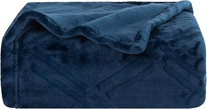 HT&PJ Fleece Throw Blanket Lightweight Cozy Soft Flannel Throws All Seasons Blanket for Bed, Sofa, Couch, Camping, Travel - Navy, 50x60in