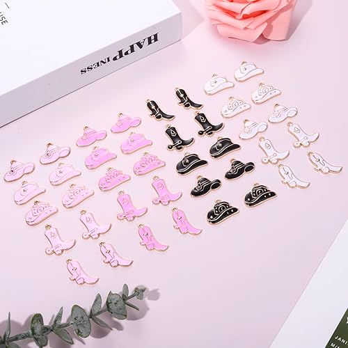 Miniatura 3 de NVENF 36 dijes para botas de vaquero para hacer joyas, esmalte de vaquera occidental, sombrero de bota, dijes para collares, pulseras, aretes,
