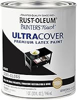 Vista 268 de Rust-Oleum Painter's Touch 1979502 - Pintura de látex, color negro brillante, 1 cuarto de galón