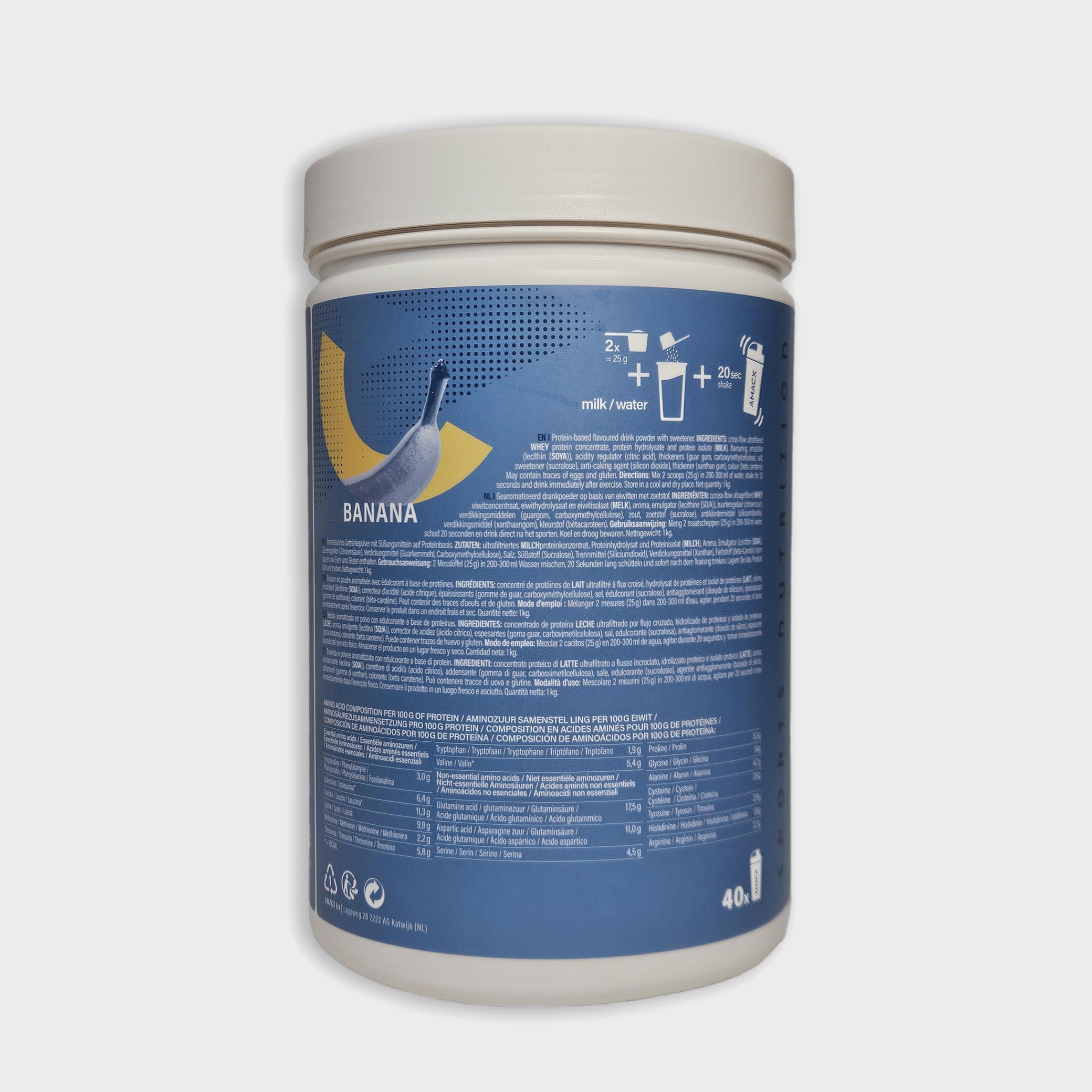 AMACX Protein Delux – Proteine in Polvere 1kg – Whey Protein con proteine whey isolate – 20g Proteica per Porzione – Sviluppo Muscolare e la Rigenerazione – Vaniglia