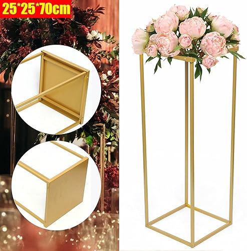 Miniatura 5 de Columna de jarrón dorado para boda, soporte de metal para flores, soporte geométrico de columna para boda, fiesta, cena, centro de mesa, jarrones de