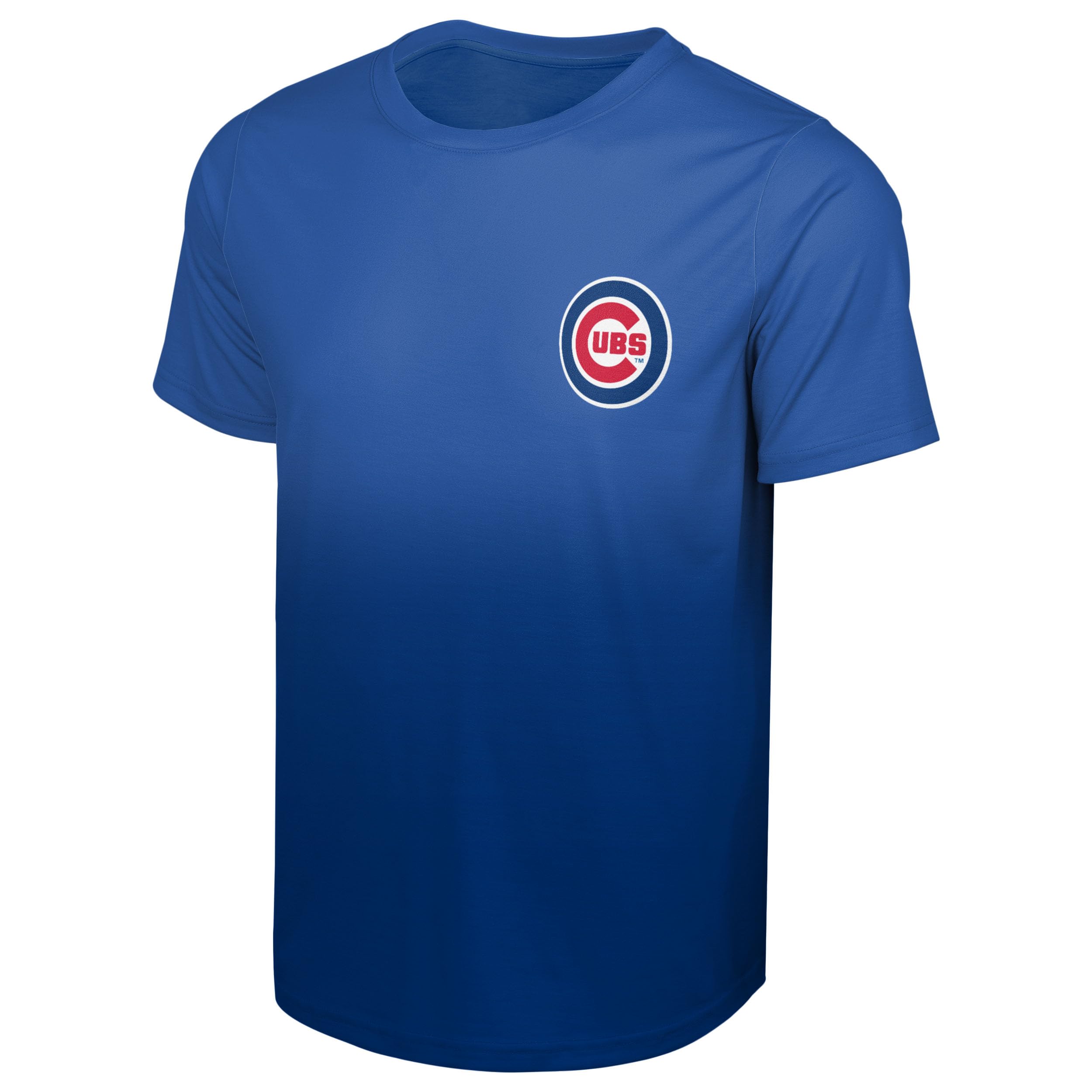 FOCO MLB Men's Official Primary Logo Premier Performance Gradient T-Shirt, Chicago Cubs - Blue, Medium