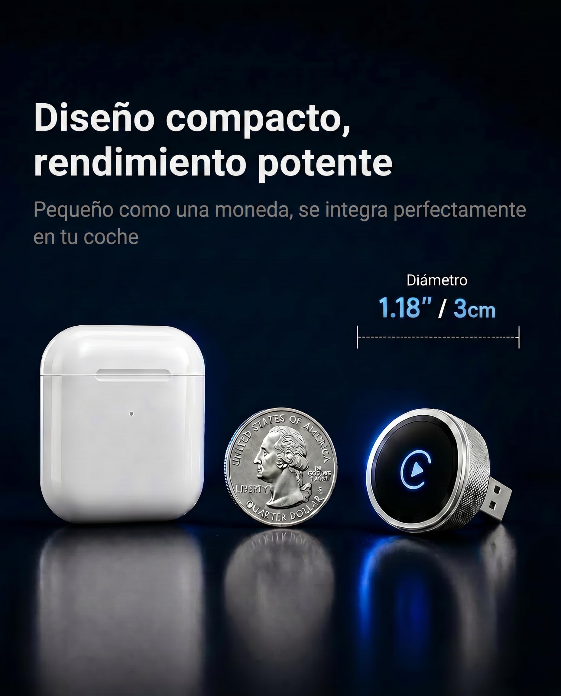 2026 Adaptador CarPlay & Android Auto Inalámbrico, Adaptador 2 en 1 para iPhone y Android, WiFi 2,4/5GHz con Conexión Automática, Plug & Play Estable y Sin Latencia, Diseño Premium de Aluminio