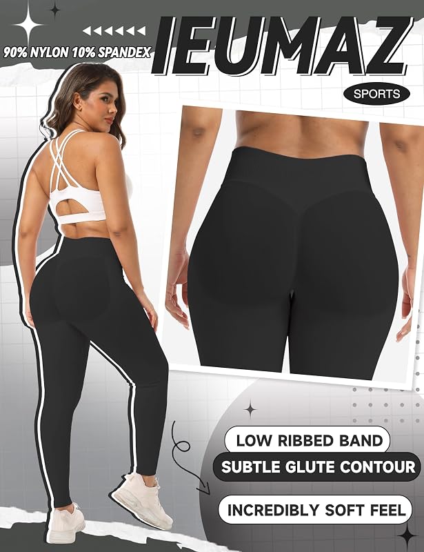 Ieumaz Scrunch Butt Lifting Leggings for Women Seamless Workout Yoga Pants image 5