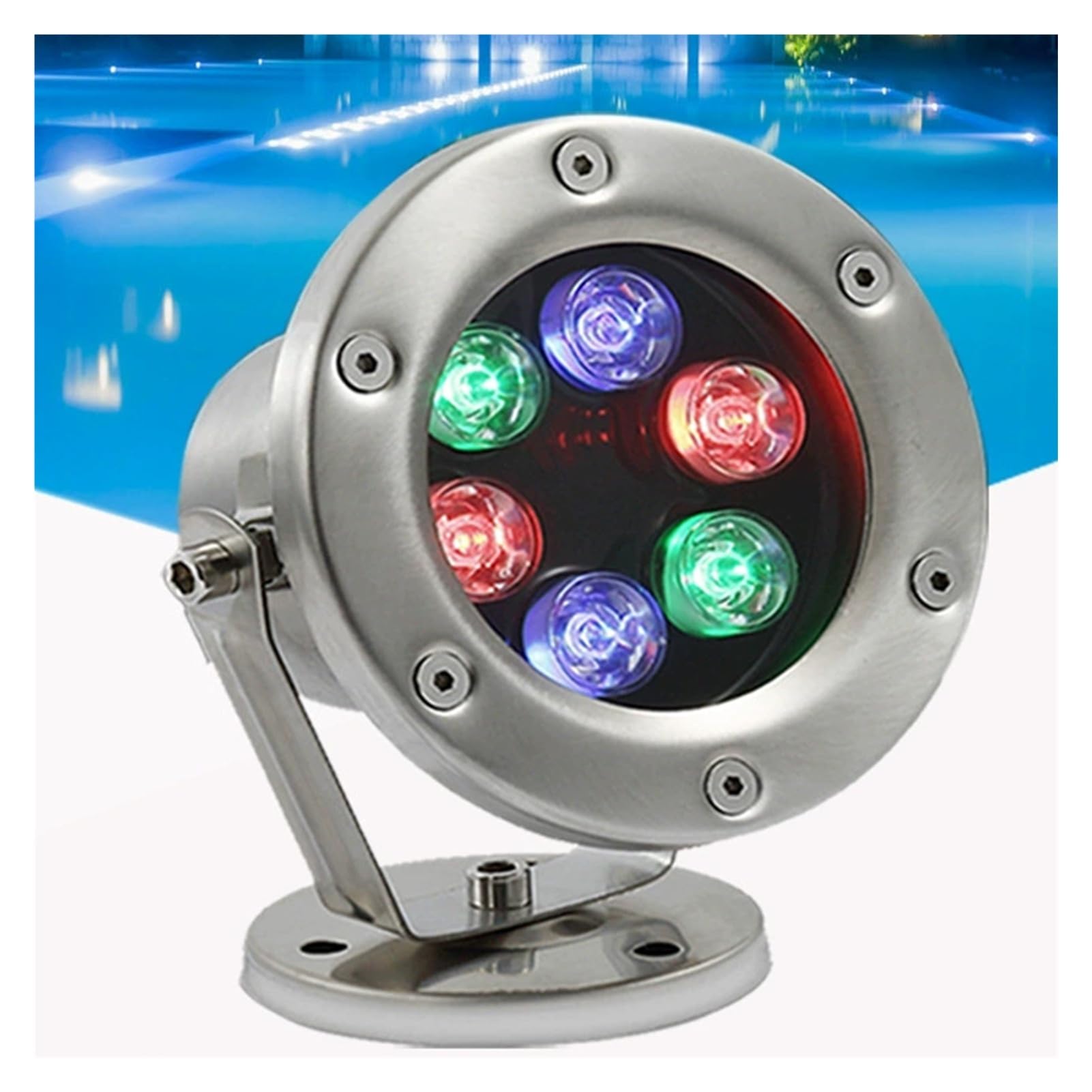 Lgjegd Yellow Underwater Pond Spotlight Ip68 Waterproof Led Light 12V Stainless Steel Lighting For Pool, Fountain