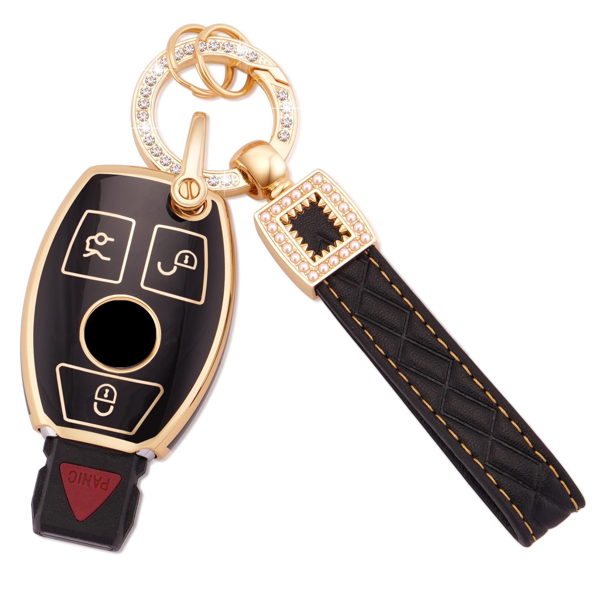 Car Key Fob Case Fit for Peugeot 107 207 307 307S 308 407 607 807 3008 5008 Citroen C2 C3 C4 C5 C6 C8 Xsara 2 Buttons Flip Folding Key Case Shell with Leather Keychain Lanyard (BP-Pgt-2F) — view 46