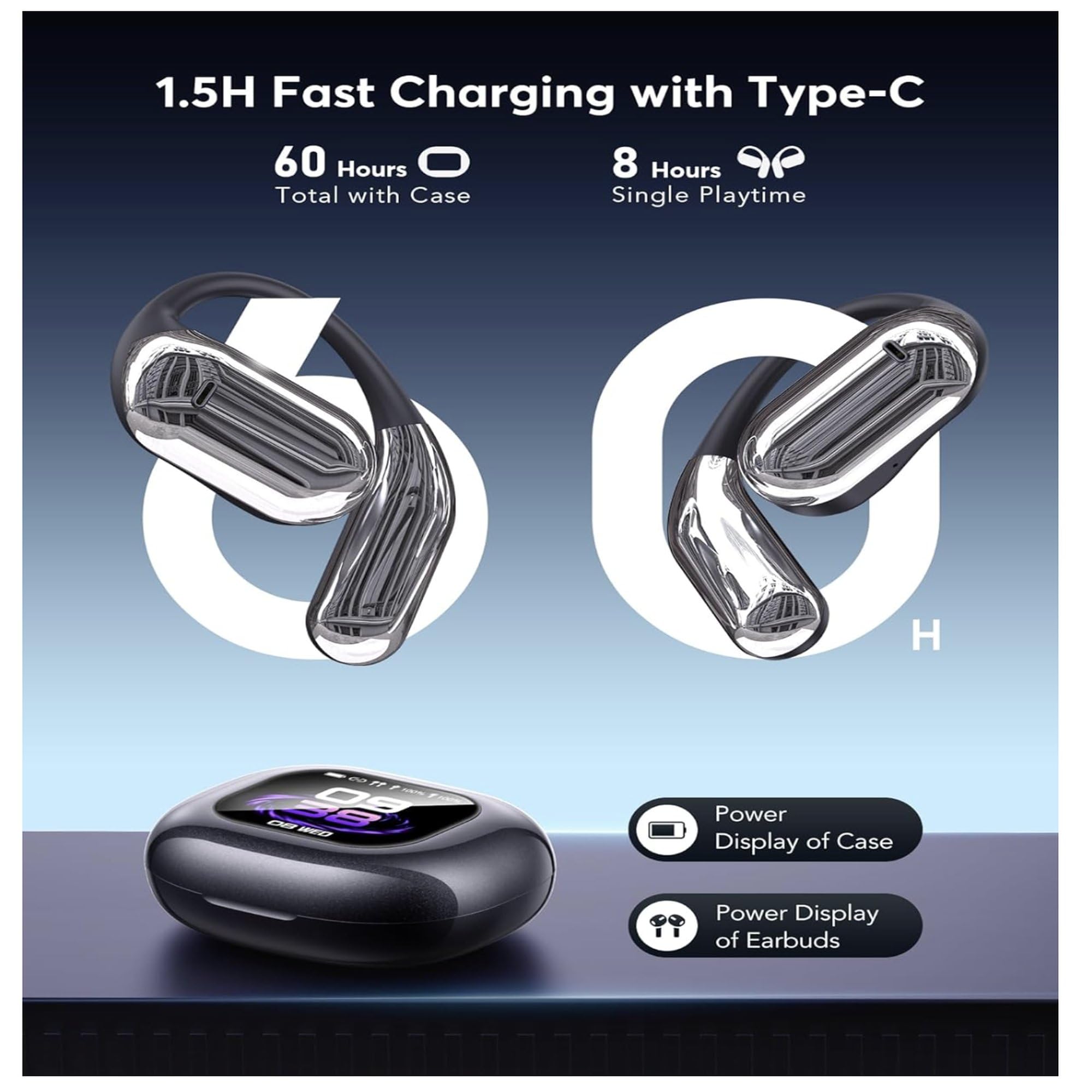 Cuffie AI Con Traduzione In Tempo Reale – 144 Lingue, Schermo LCD Touch, Bluetooth 5.4, Design OWS, Batteria 30 Ore, IPX5, Per Viaggi E Lavoro