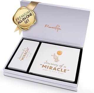 Pregnancy Journal for First Time Moms 2025, Baby Essentials Memory Book Gift Set, All-in-One Keepsake Box with Wax Seal Kit and Footprint Kit, Elegant Baby Scrapbook with Photo Album, Bump to Birth