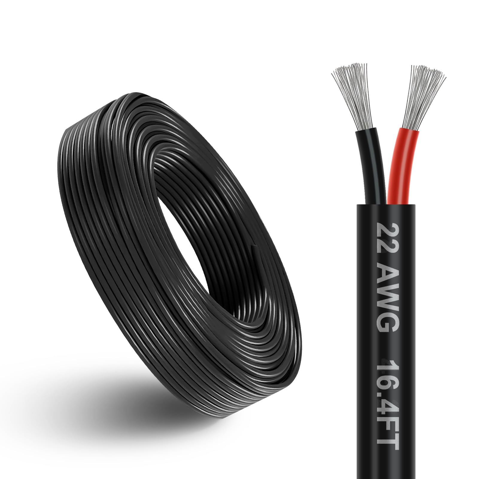18 Gauge 4 Conductor Electrical Wire, 16.4FT Black Stranded Low Voltage 18/4 Cable PVC Case, 18 AWG Tinned Copper 4 Wire Cable Extension Power Cable for Strips LED Lamp Lighting Automotive — view 56