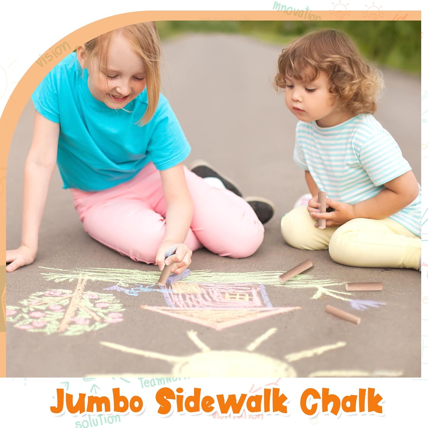 25 Pcs Sidewalk Chalks for Kids Non Toxic Jumbo Chalk for Party Gift Outdoor Art Classroom Play Painting (Orange)