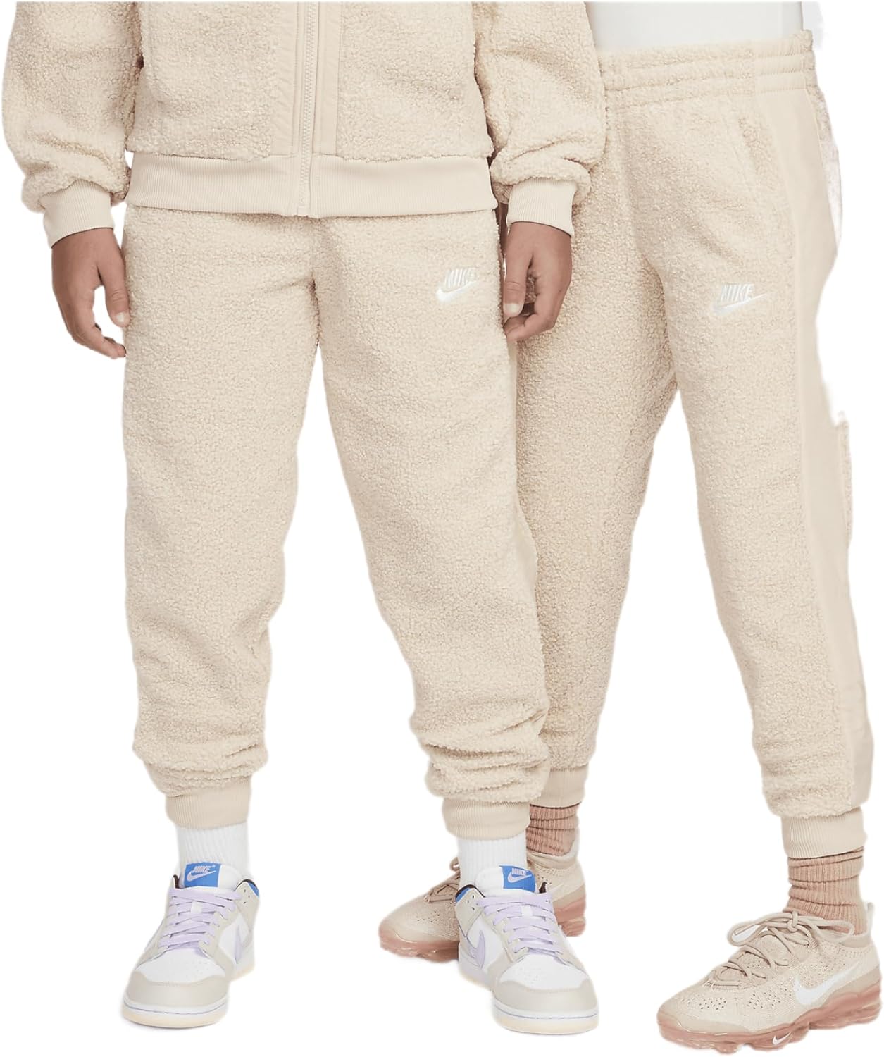 Nike Sportswear Club Fleece Big Kids' Winterized Pants (FJ6021-126, Sanddrift/Sanddrift/White)