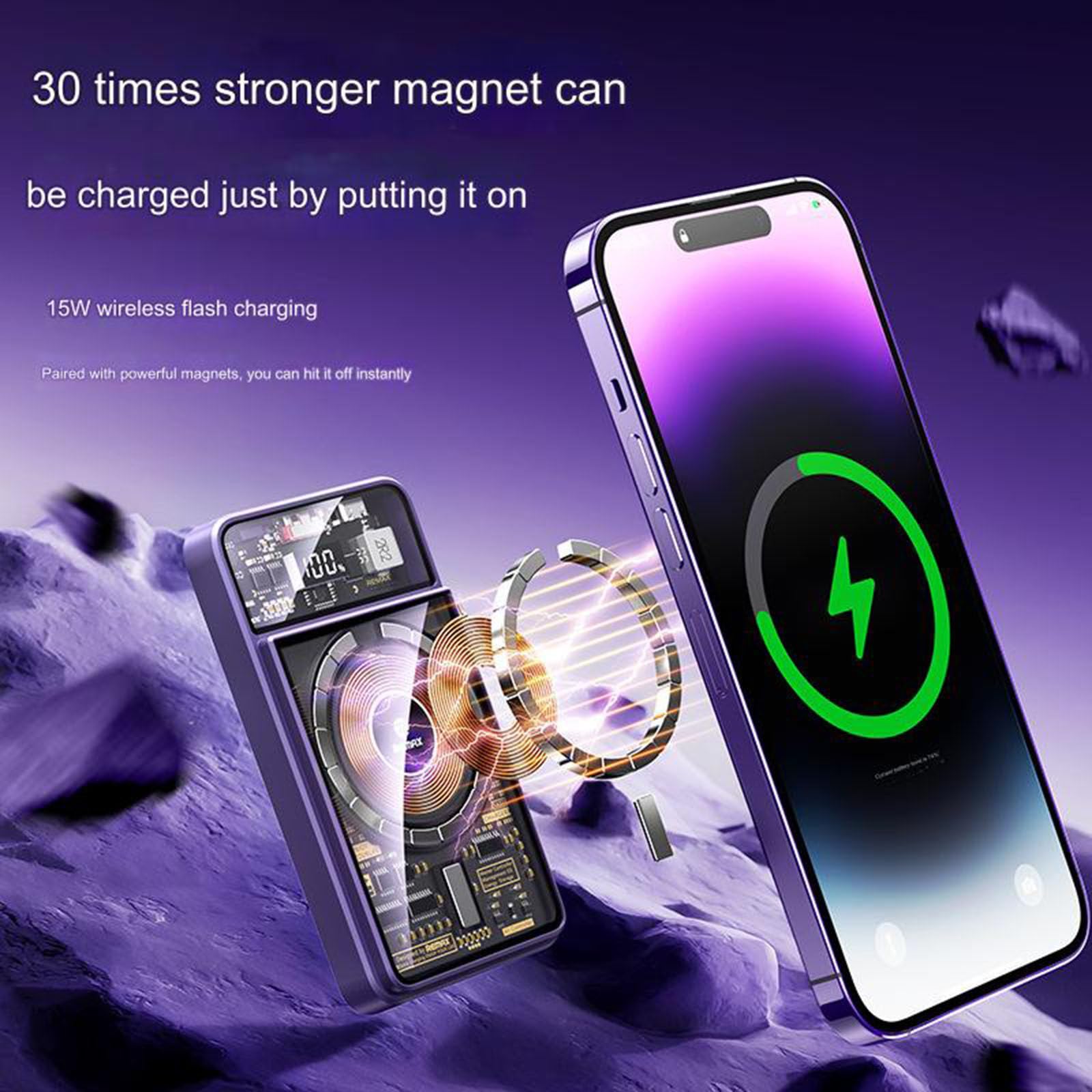 Power Bank, ricarica wireless magnetica integrata da 15 W, 10000 mAh, può caricare 5 dispositivi contemporaneamente,A