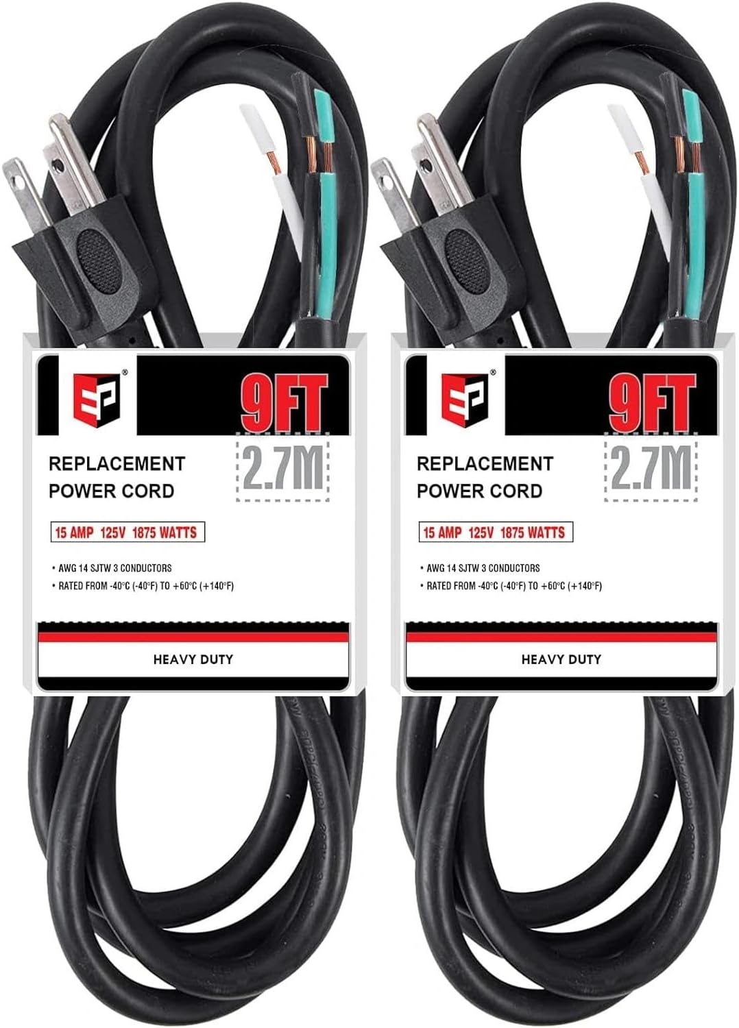 EP 2 Pack 9 ft 14/3C SJTW Appliance and Power Tool Cord
