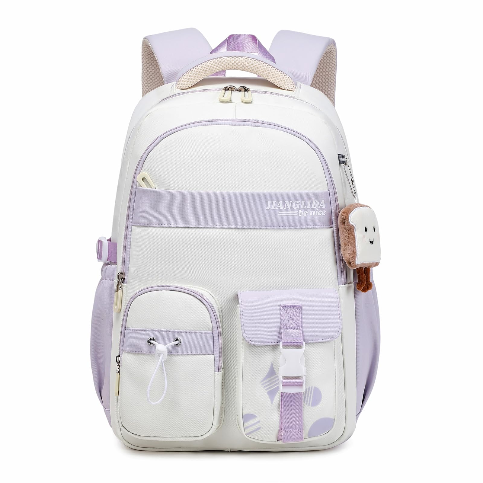Amythe Mochilas Escolares Niñas con Correa para Carrito, Morado