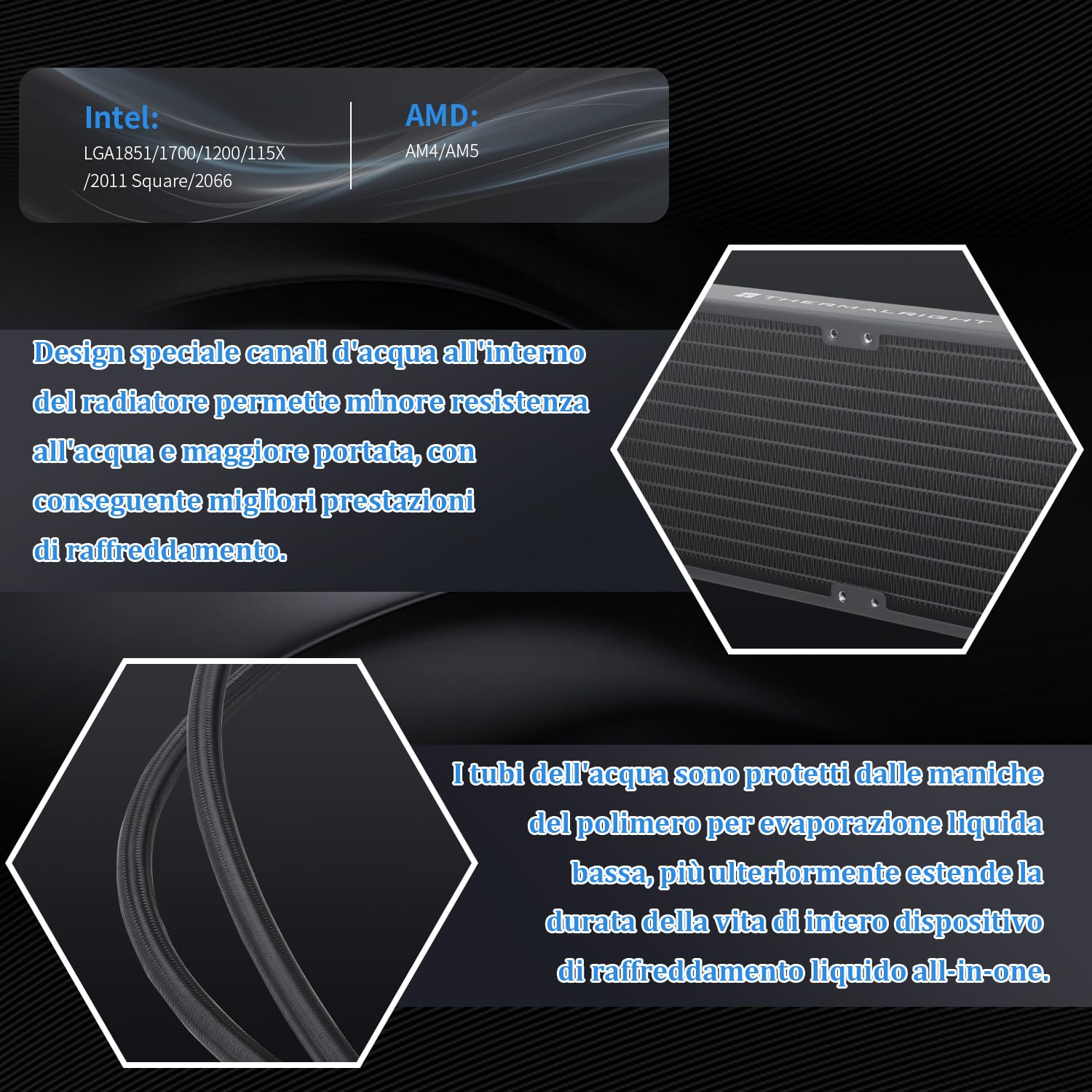 TR AQUA ELITE 240 V3, velocità della testa della pompa AIO fino a 3300 giri/min, ventole TL-C12B-S V2×2 PWM, per AMD / AM4/AM5, Intel LGA1150/1151/1200/2011/1700, raffreddamento del processore