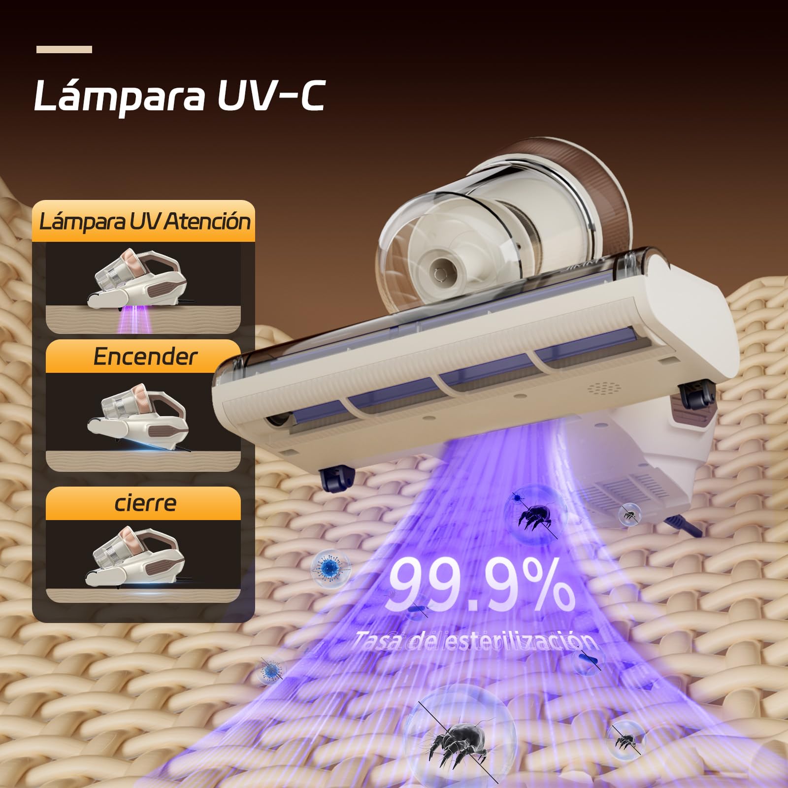 Jimmy BX6 Lite Aspirador Antiácaros para Colchones, con Potencia de Succión de 600 W, 15 kpa, Aspiradora con Sensor de Polvo, Aire Caliente, Luz UV-C, Tecnología Ultrasónica, para Colchón Cama Sofá