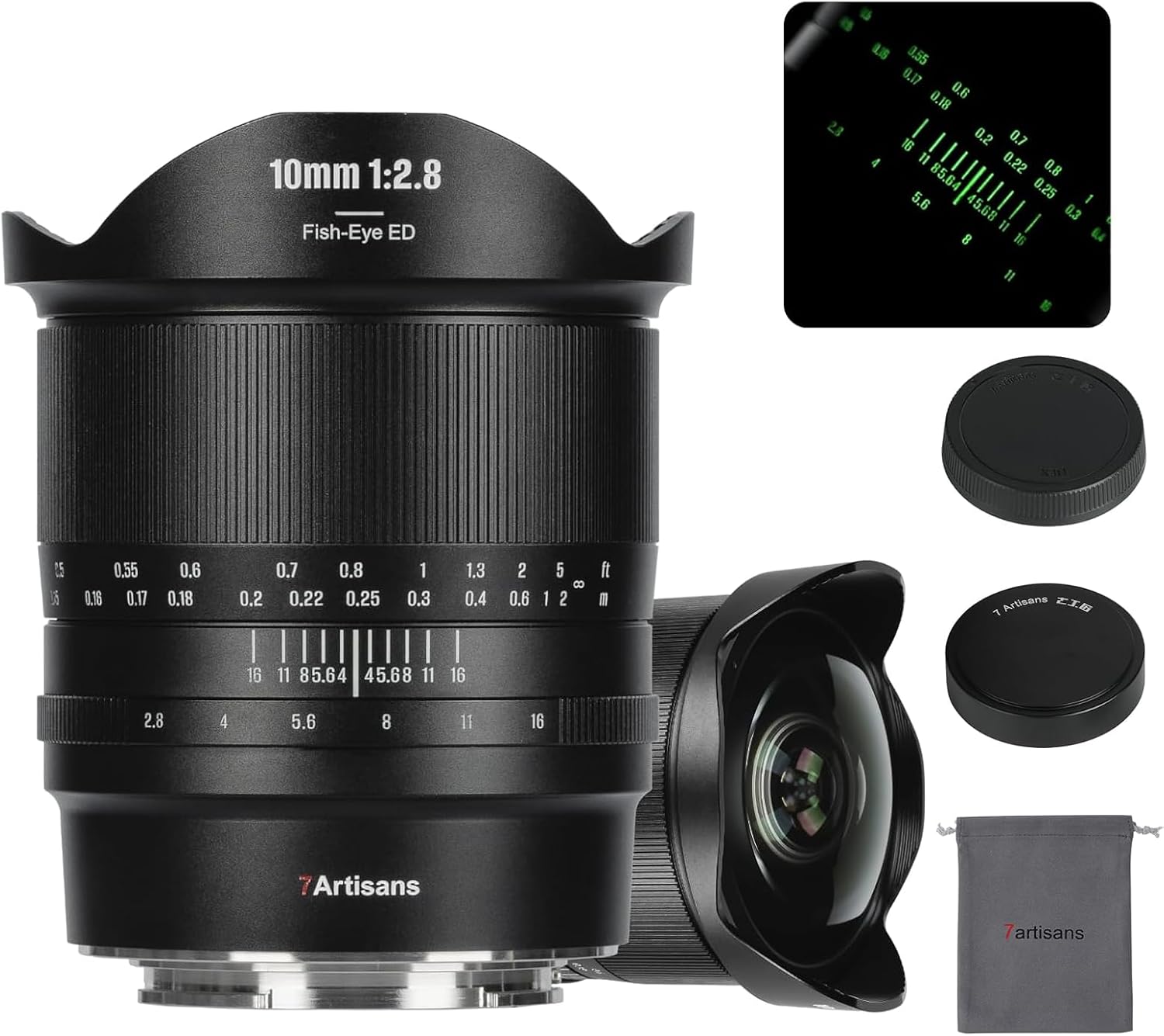 7artisans 10mm F2.8 II Wide Angle Fisheye Camera Lens,Full-Frame Mirrorless,185° Field of View,Creative Photography for Architecture,Astro,VR,Travel (Canon RF)