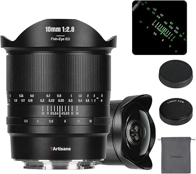 7artisans 10mm F2.8 II Wide Angle Fisheye Camera Lens,Full-Frame Mirrorless,185 Field of View,Creative Photography for Architecture,Astro,VR,Travel Sony E