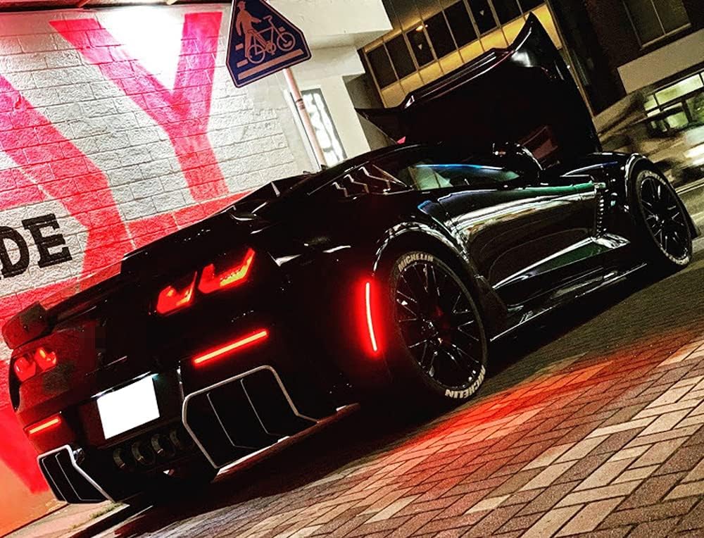 iJDMTOY Smoked Lens 60-SMD Full LED Rear Bumper Reflector Light Trim Compatible With 2014-19 Chevrolet C7 Corvette, Function as Tail or Rear Fog Lights