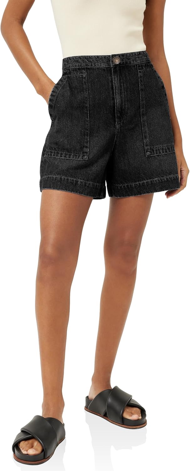 PLNOTME Womens Casual High Waisted Denim Shorts Wide Leg Summer Jean Shorts with Pockets