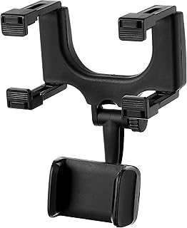 حامل موبايل عالمي لمراية صالون السيارة (لون أسود)